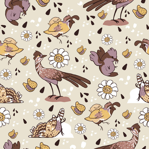 Desert Bird 4 x 4 repeat Pattern